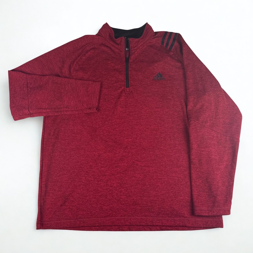 Adidas Quarter Zip Pullover Mens XL Red Golf Training Athletic Layer Sporty Top‎
